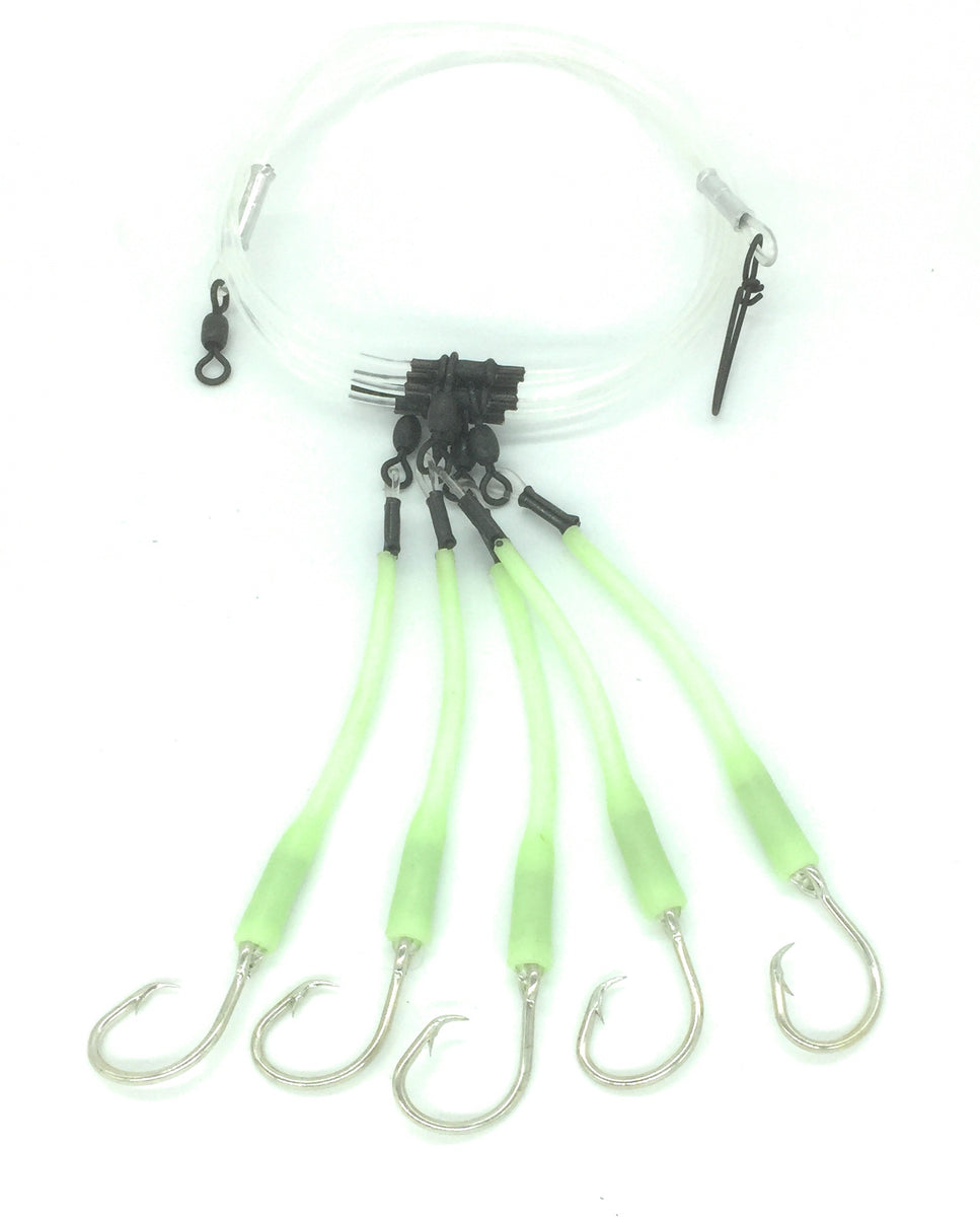 Deep Drop Fishing Rig With Glow Sleeves and Mustad 39960 Circle