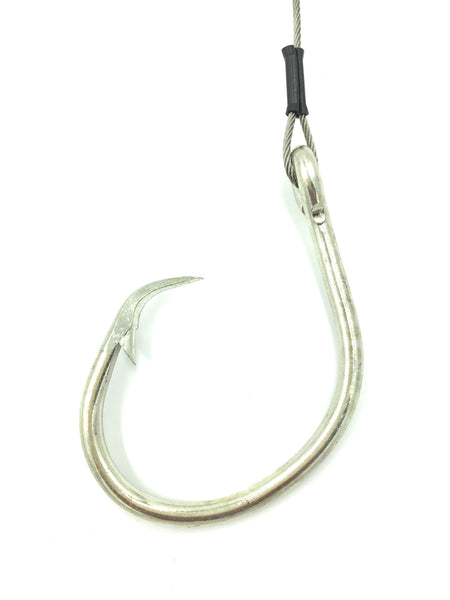 5' Braided 480lb Stainless Leader with Mustad Circle Hook, 3 Pack