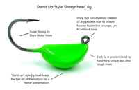 Sheepshead Jig, 2 Pack, Standup Style Jig, Saltwater Fishing Jig, Ultra Tough Powder Coat Finish with 2X Hook, 1/2-2oz Sizes, Multiple Colors