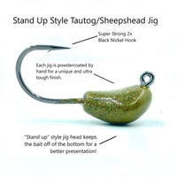 Tautog Jig, 2 Pack, Standup Style Jig, Saltwater Fishing Jig, Ultra Tough Powder Coat Finish with 2X Hook, 1/2-2oz Sizes, Multiple Colors